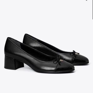 Tory Burch Black Cap-Toe Pumps